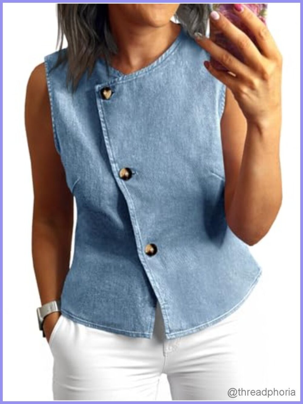 Sleeveless Denim Vest Top Women's Business Casual Waistcoat